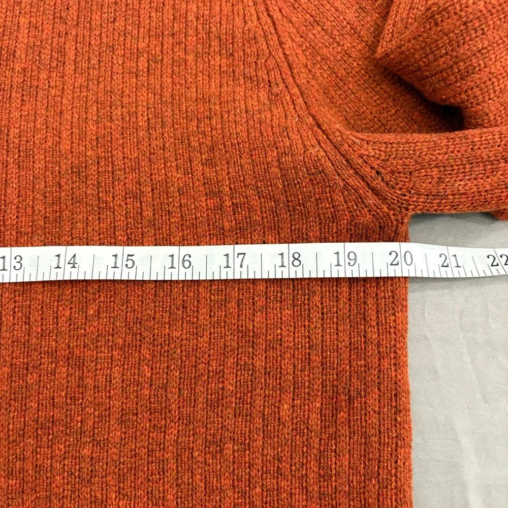 Banana Republic Mens M Lambswool Cashmere Quarter-Zip Elbow Patch Sweater Rust